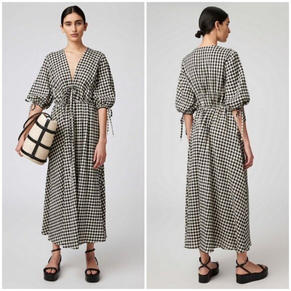 Altuzarra Dresses & Skirts - 💕ALTUZARRA💕 Donrine Seersucker Gingham Midi Dress ~ Black Ivory 42 EU NWT